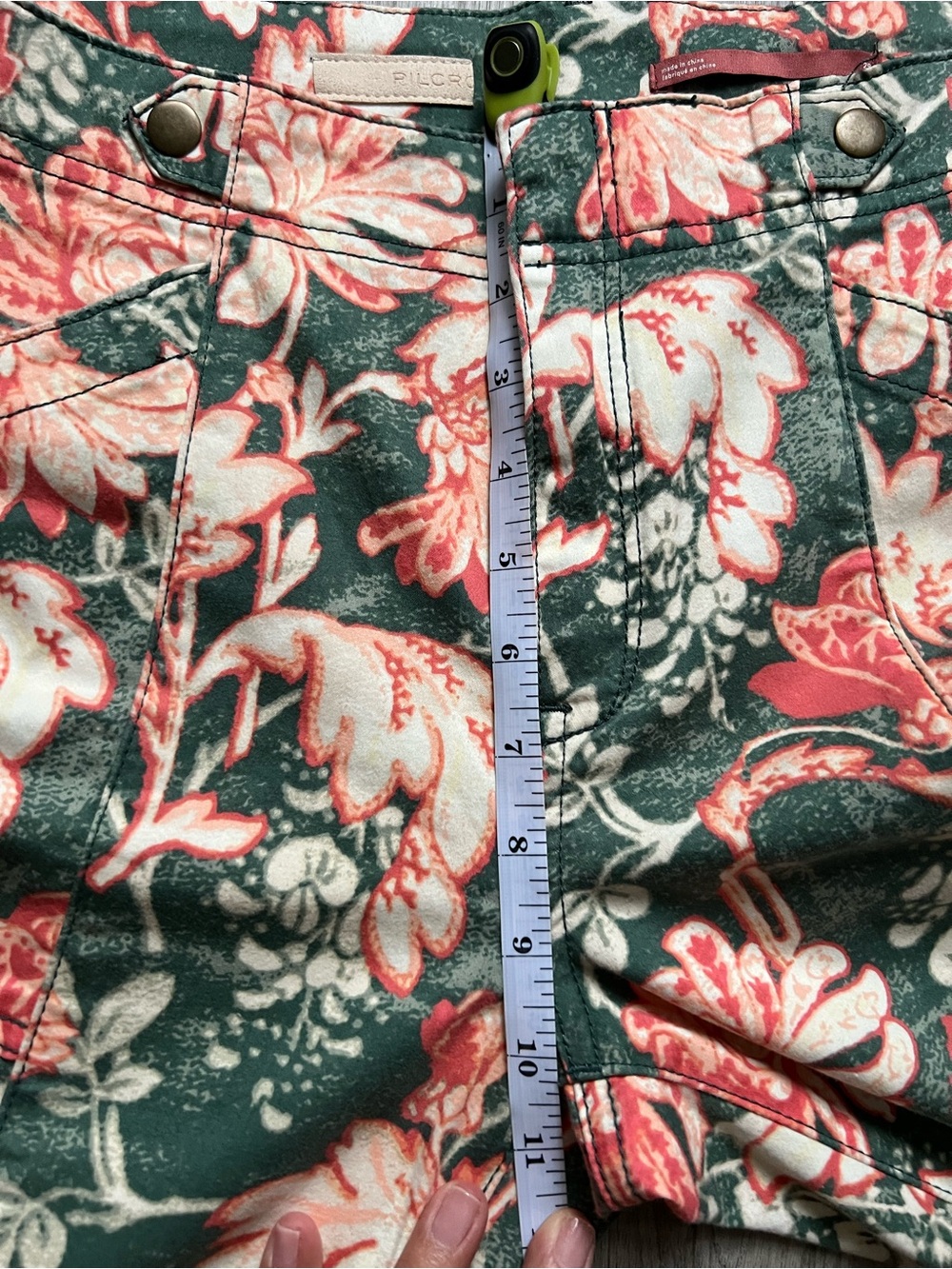 Anthropologie Floral Straight-Leg Pants in Teal & Coral - Picture 7 of 7